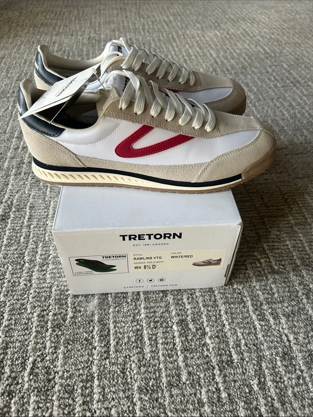 Tretorn Rawlins Sneaker White-Red 8.5